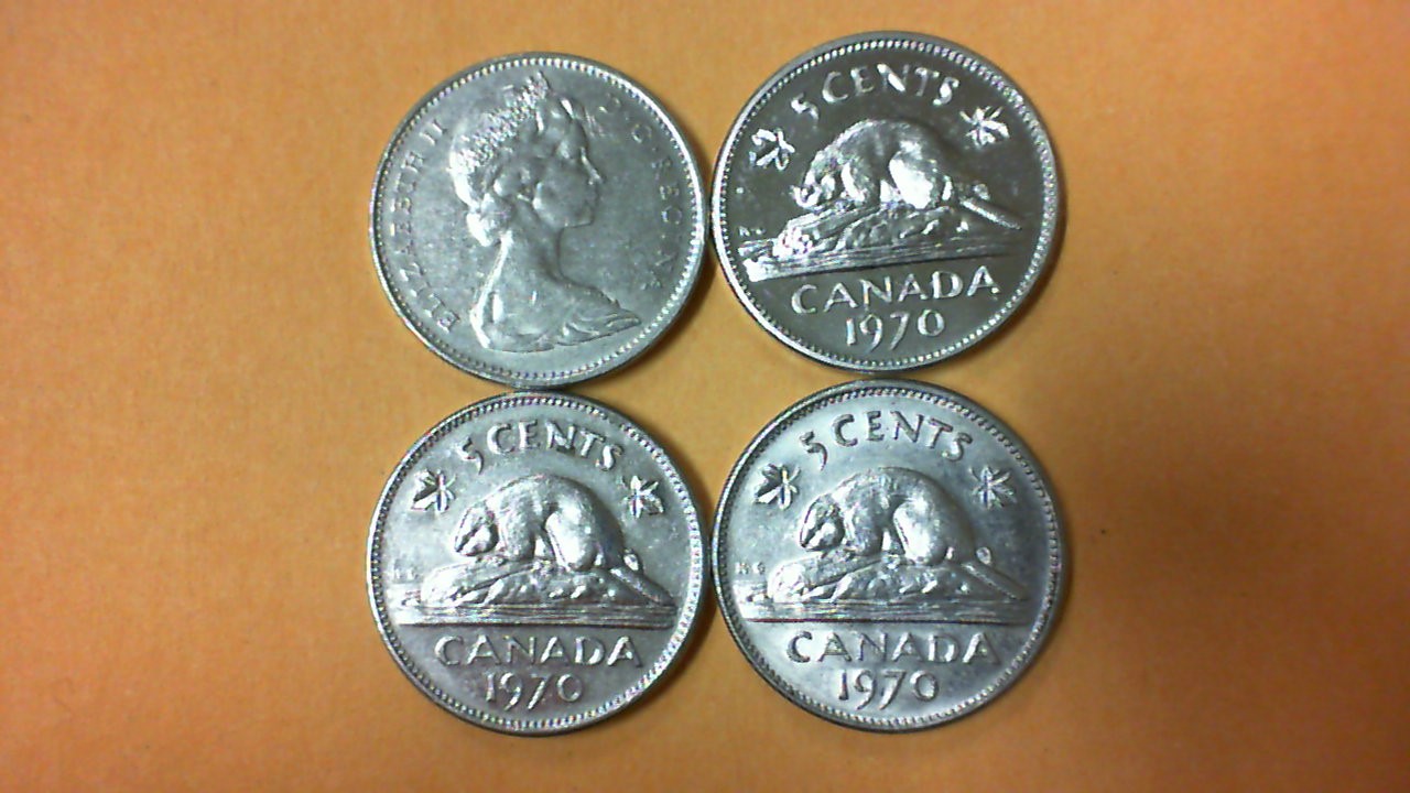 1970 Canada nickels - 4 of 5,726,010 minted 1970 Canada nickels - 4 of 5,726,010 minted